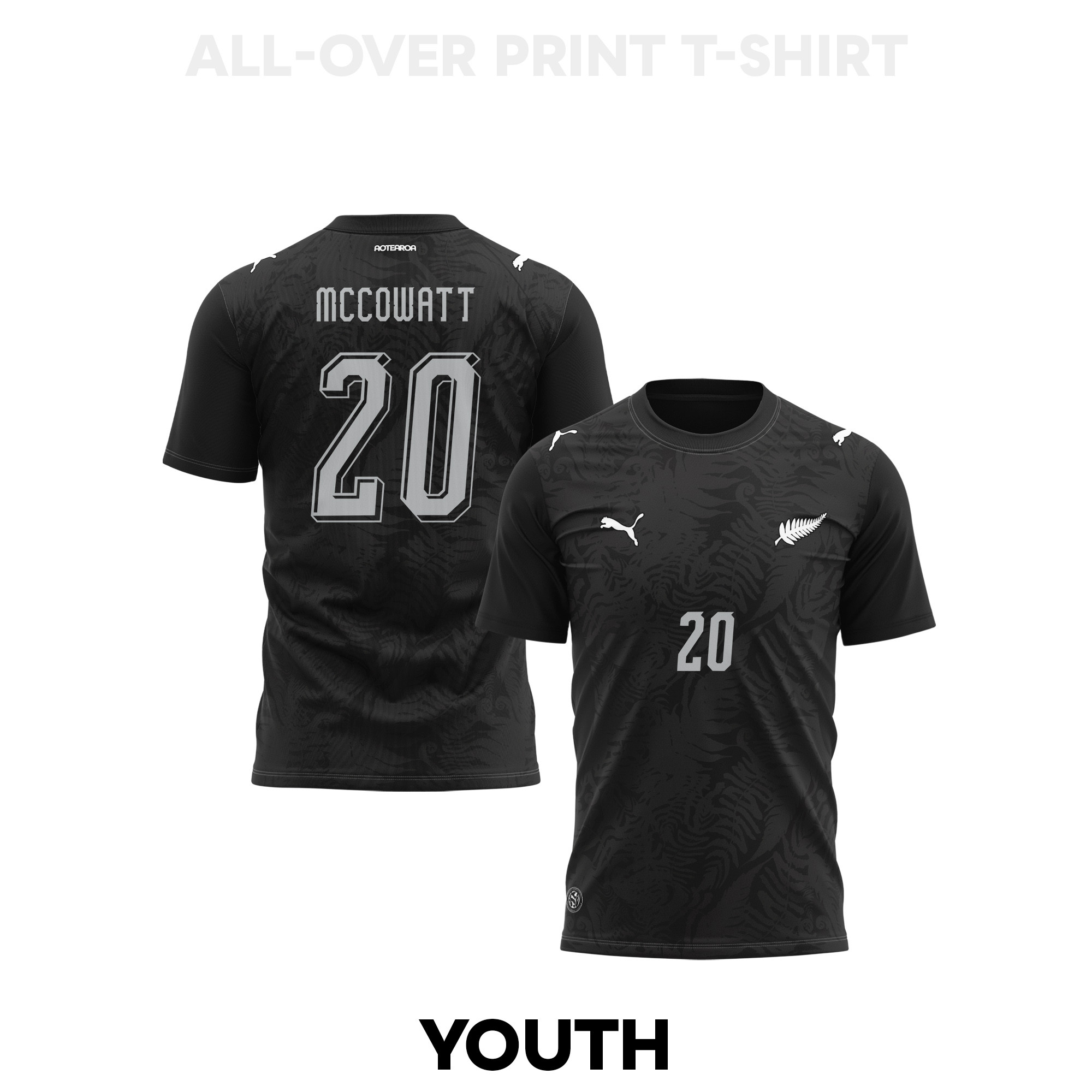 Callum McCowatt 20 Youth New Zealand 2026 Home 3D T-shirt Fully Printed – Black - Jersey Teams
