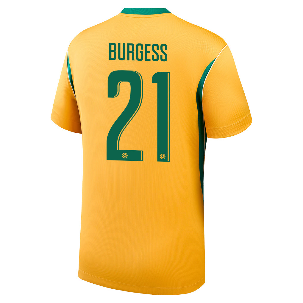 Cameron Burgess 21 Australia National Team 2026 Home Jersey - Yellow, Men - Jersey Teams