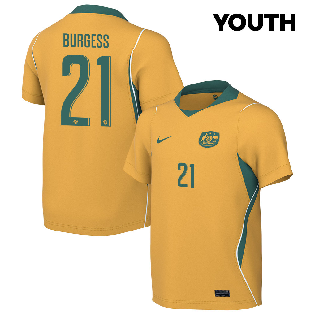 Cameron Burgess 21 Youth Australia National Team 2026 Home Jersey - Yellow - Jersey Teams