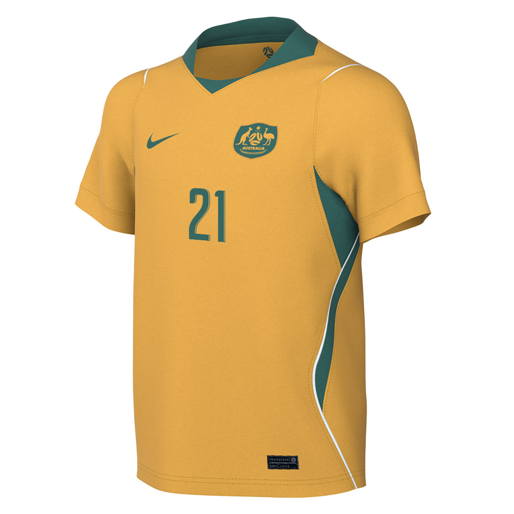 Cameron Burgess 21 Youth Australia National Team 2026 Home Jersey - Yellow - Jersey Teams