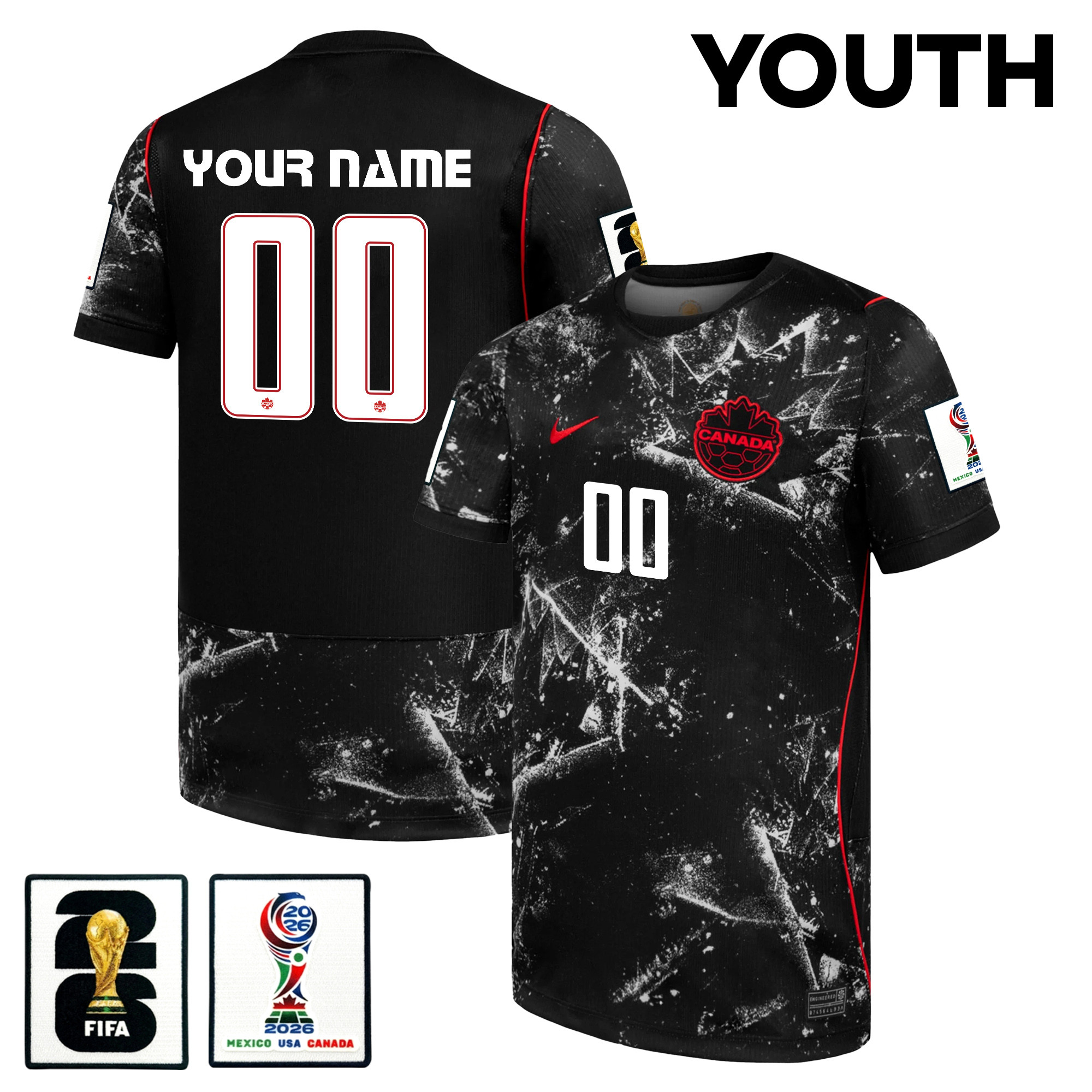 Canada National Team 2026 Youth Personalized Away Jersey - Black - Jersey Teams