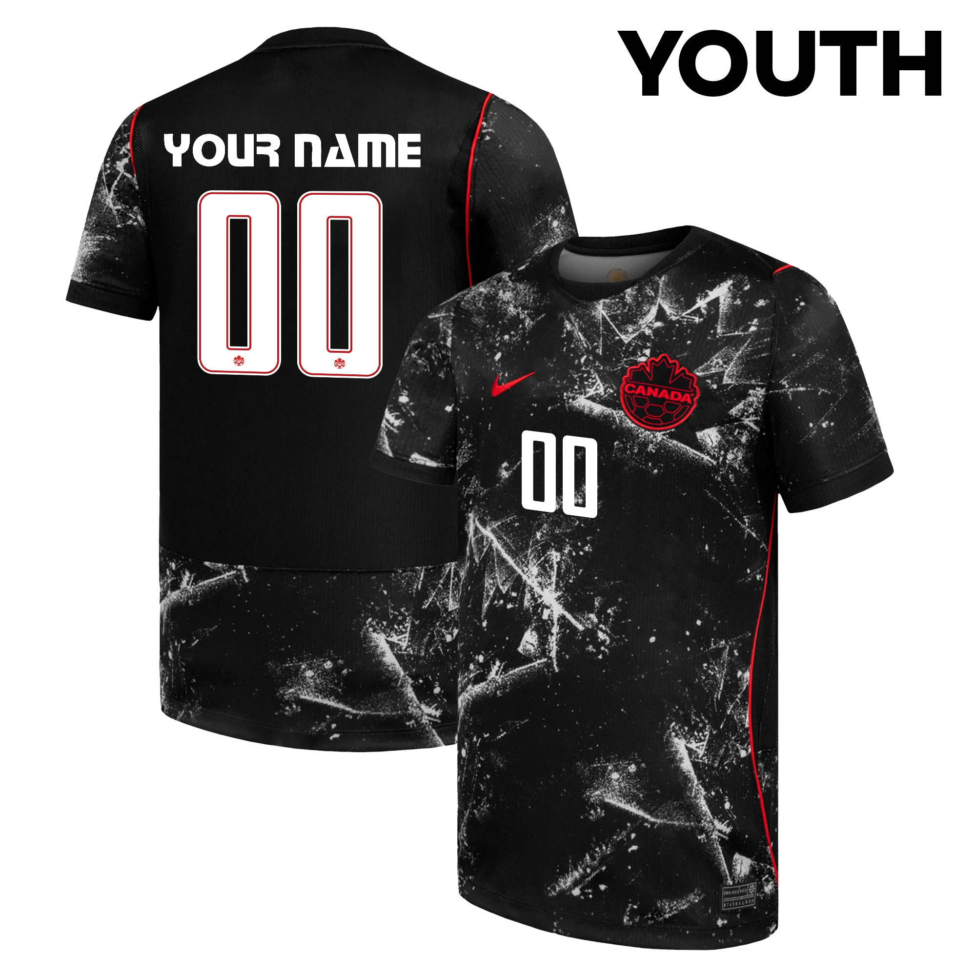 Canada National Team 2026 Youth Personalized Away Jersey - Black - Jersey Teams