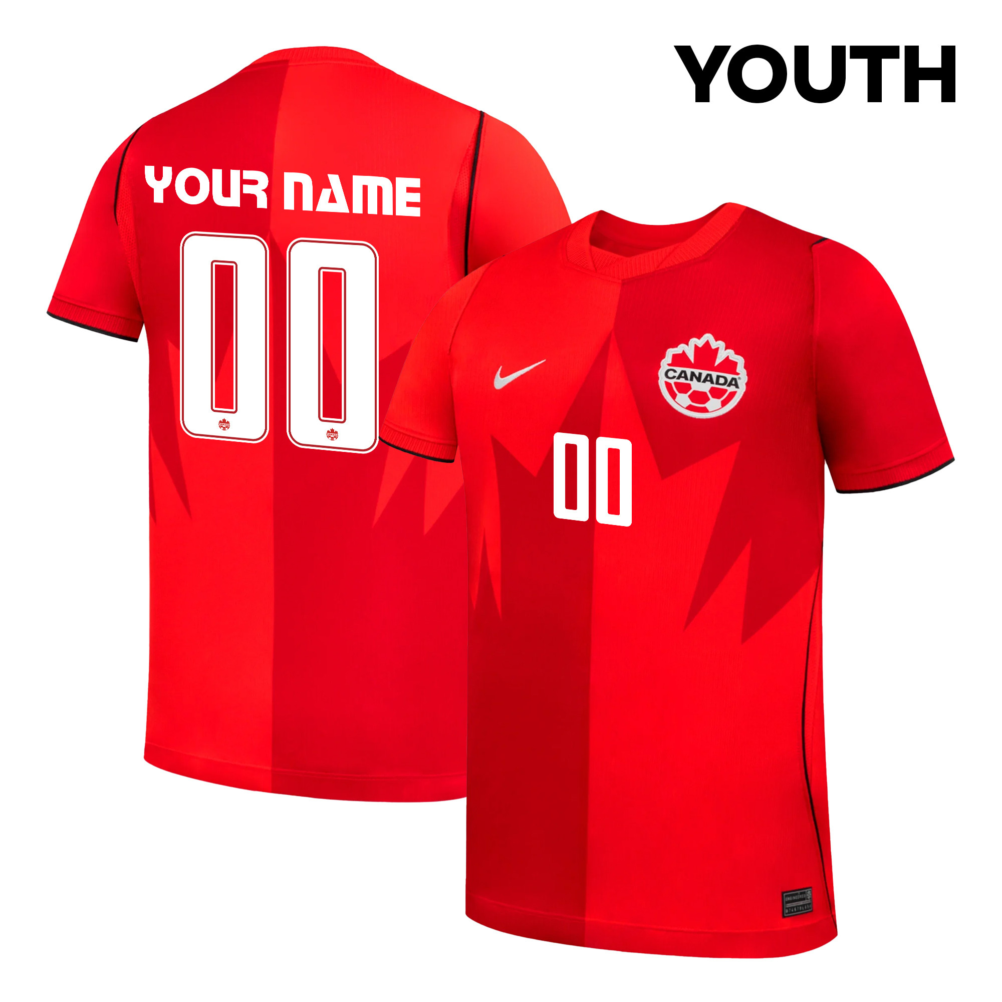 Canada National Team 2026 Youth Personalized Home Jersey - Red - Jersey Teams