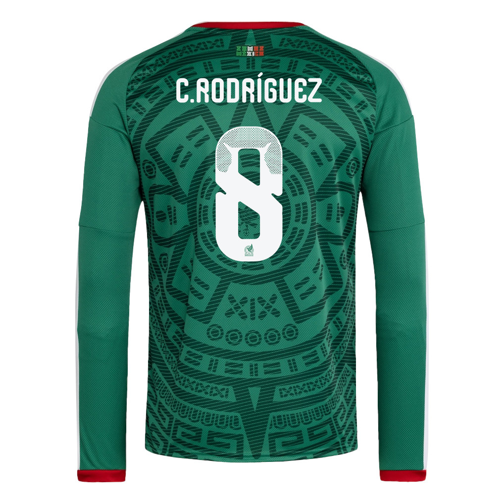Carlos Rodríguez 8 Mexico National Team 2026 Home Long Sleeve Jersey - Green - Jersey Teams