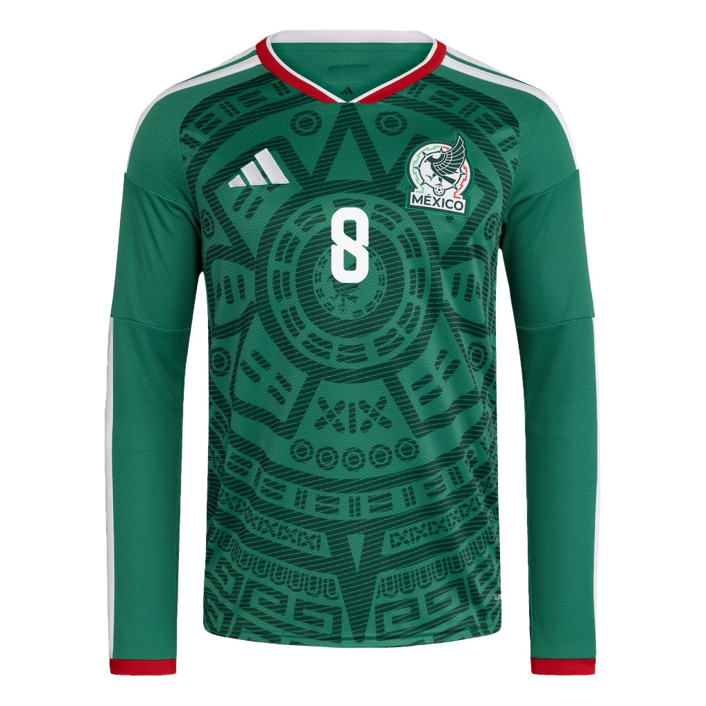 Carlos Rodríguez 8 Mexico National Team 2026 Home Long Sleeve Jersey - Green - Jersey Teams