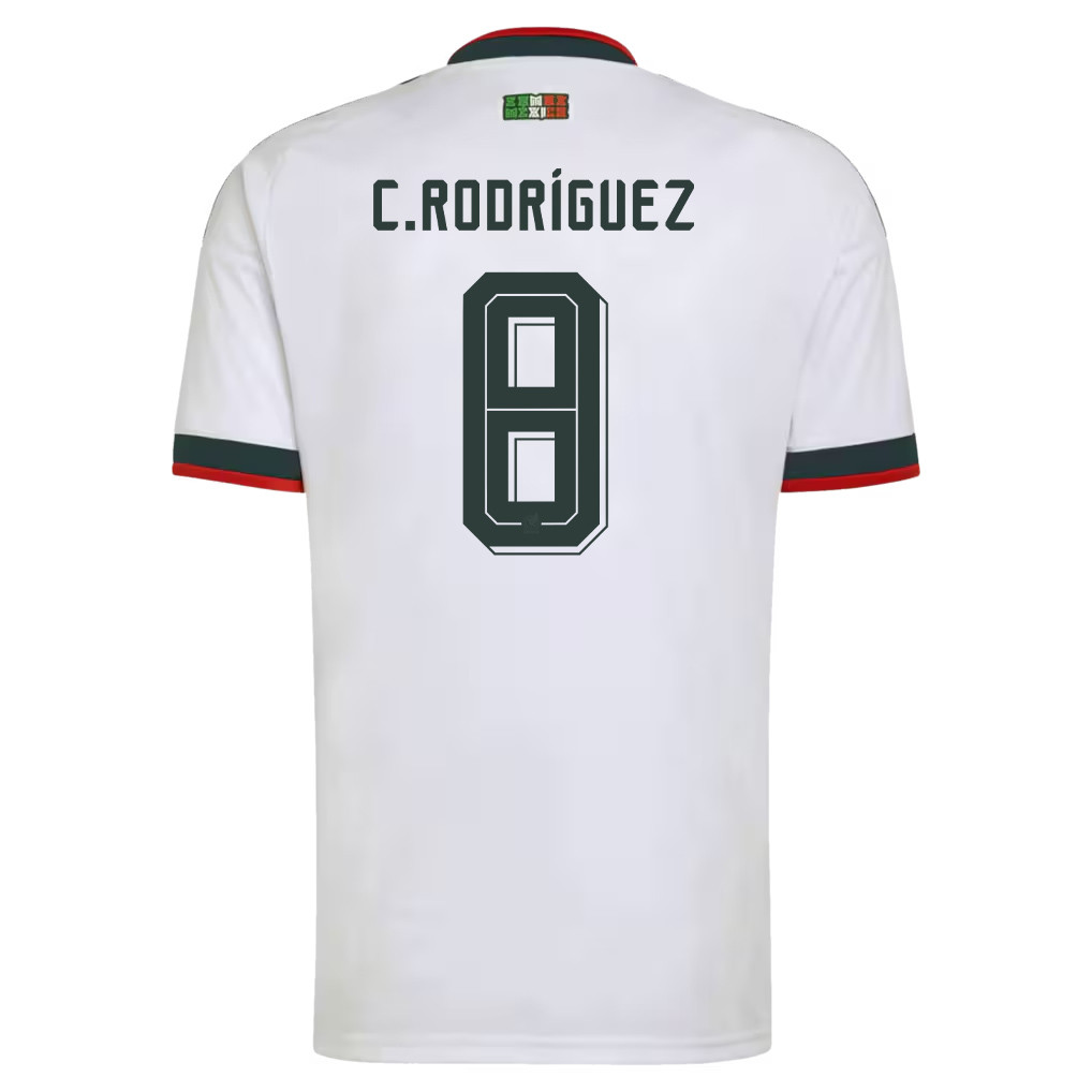 Carlos Rodríguez 8 Mexico National Team 2026 x World Cup Patch Away Jersey - White, Men - Jersey Teams
