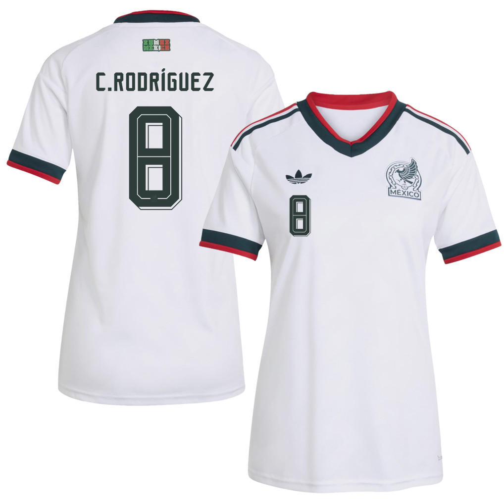 Carlos Rodríguez 8 Women's Mexico National Team 2026 Away Jersey - White - Jersey Teams