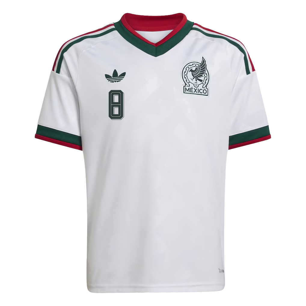 Carlos Rodríguez 8 Youth Mexico National Team 2026 Away Jersey - White - Jersey Teams