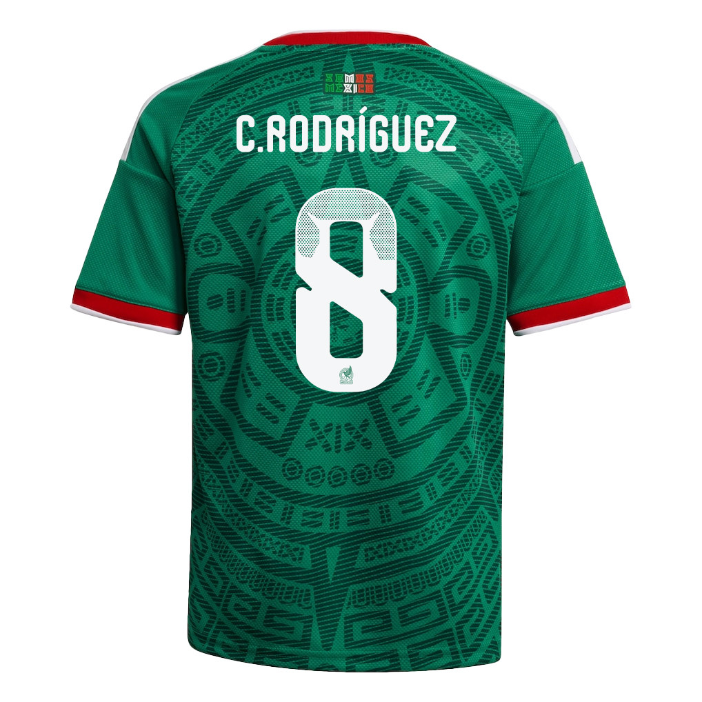 Carlos Rodríguez 8 Youth Mexico National Team 2026 Home Jersey - Green - Jersey Teams