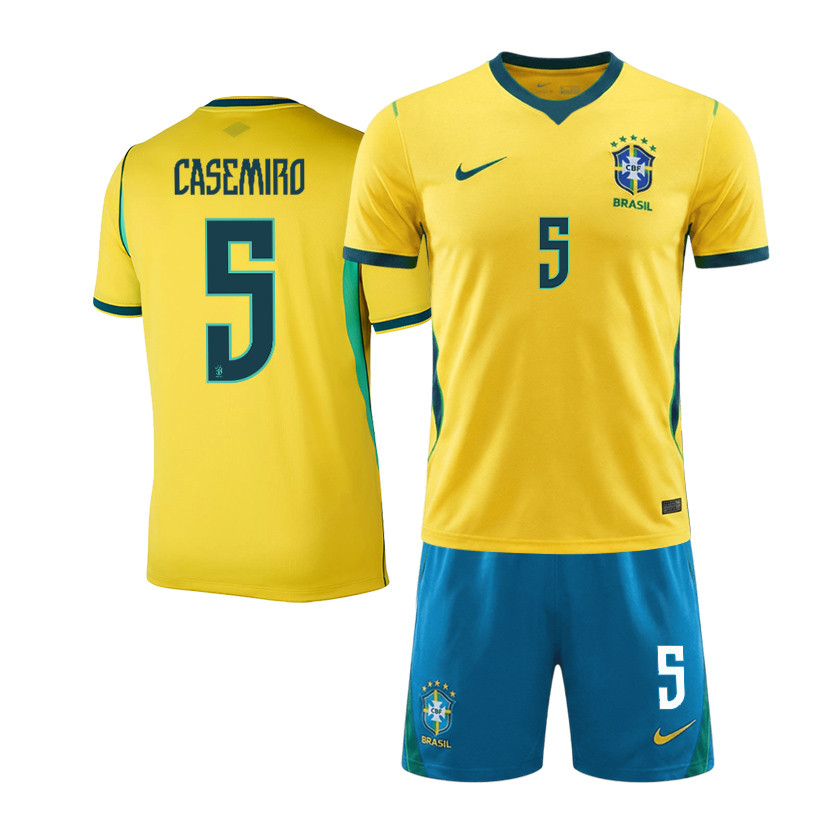 Casemiro 5 Brazil 2026 Home Men Jersey & Shorts Set – Yellow - Jersey Teams