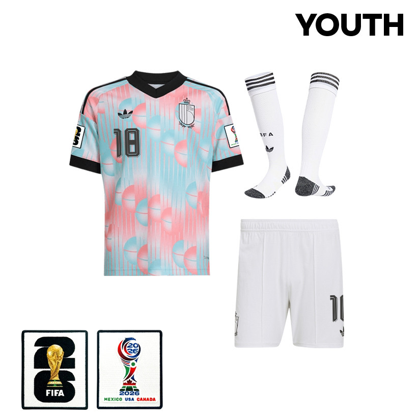 Charles Vanhoutte 18 Belgium 2026 YOUTH Away Kit Set – Light Blue - Jersey Teams