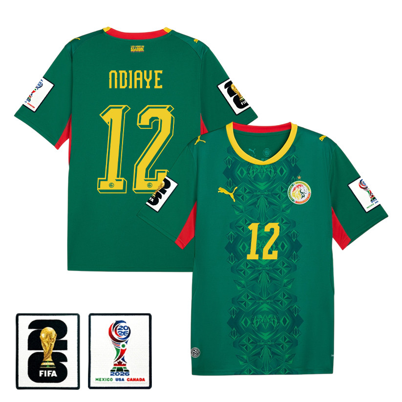 Cherif Ndiaye 12 Senegal National Team 2026 x World Cup Patch Away Jersey - Green, Men - Jersey Teams