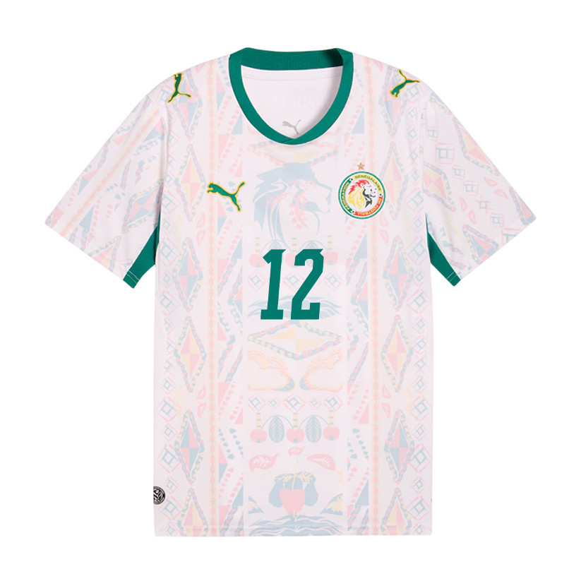 Cherif Ndiaye 12 Senegal National Team 2026 x World Cup Patch Home Jersey - Men, White - Jersey Teams