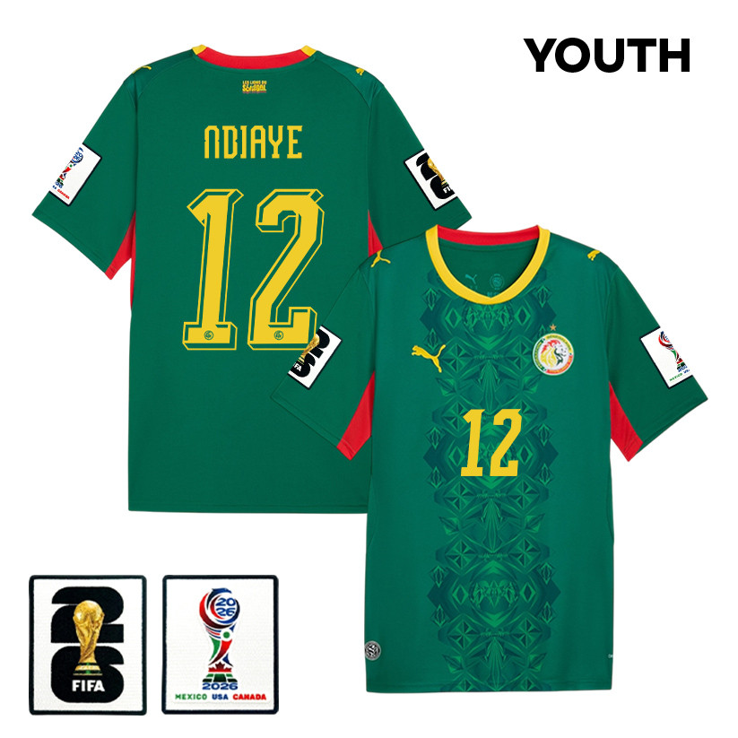Cherif Ndiaye 12 Youth Senegal National Team 2026 Away Jersey - Green - Jersey Teams