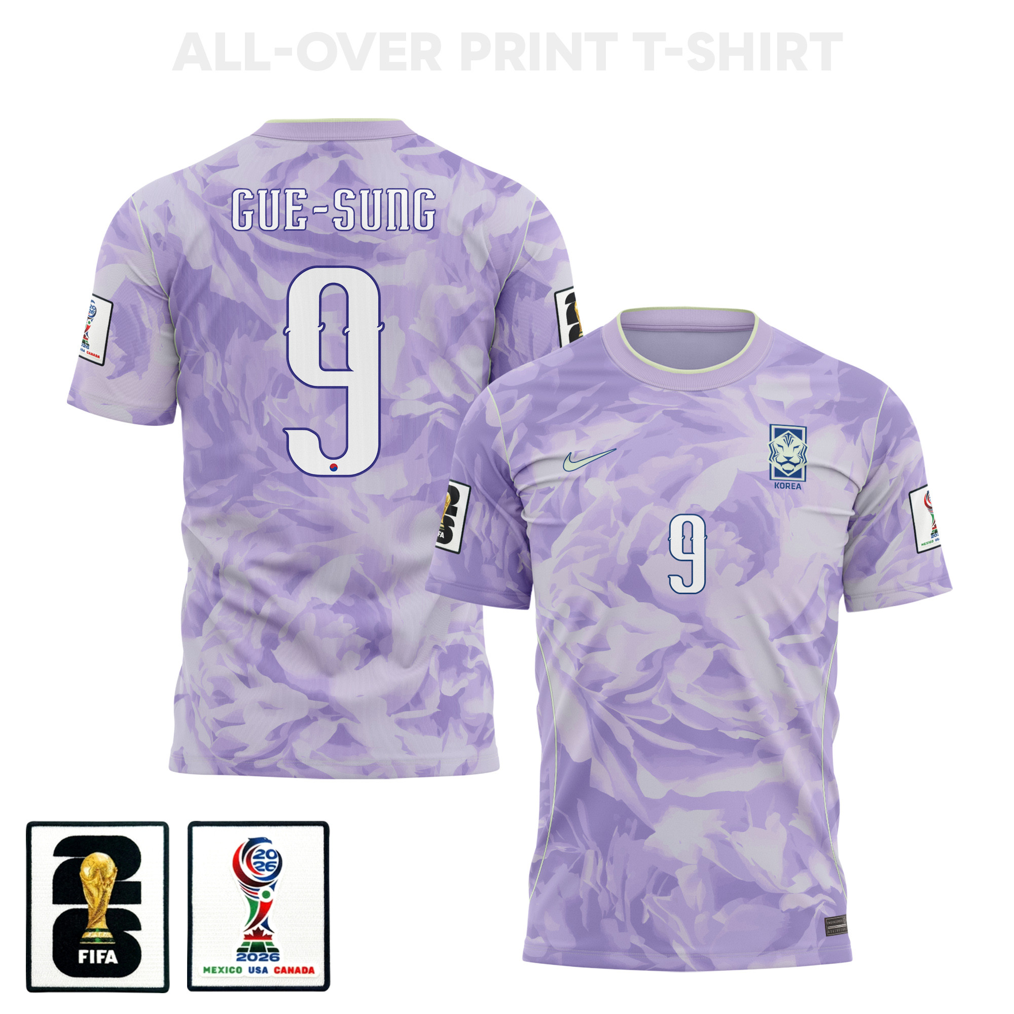 Cho Gue-sung 9 South Korea 2026 Away 3D T-Shirt Fully Printed – Unisex, Purple – Jersey Teams