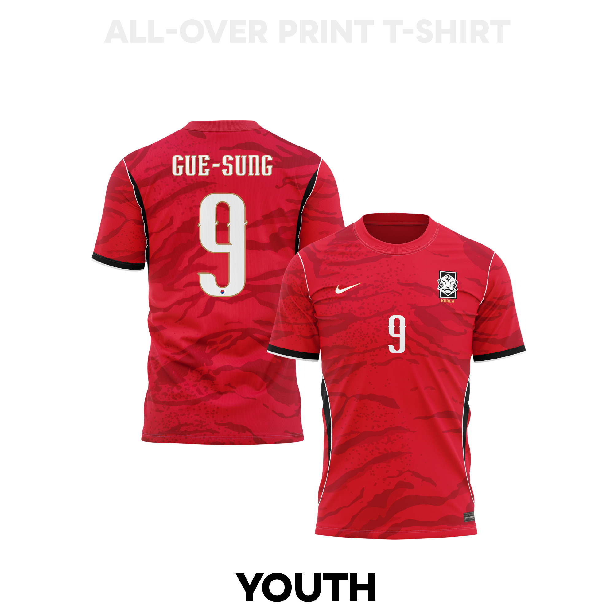Cho Gue-sung 9 Youth South Korea 2026 Home 3D T-shirt Fully Printed – Red - Jersey Teams