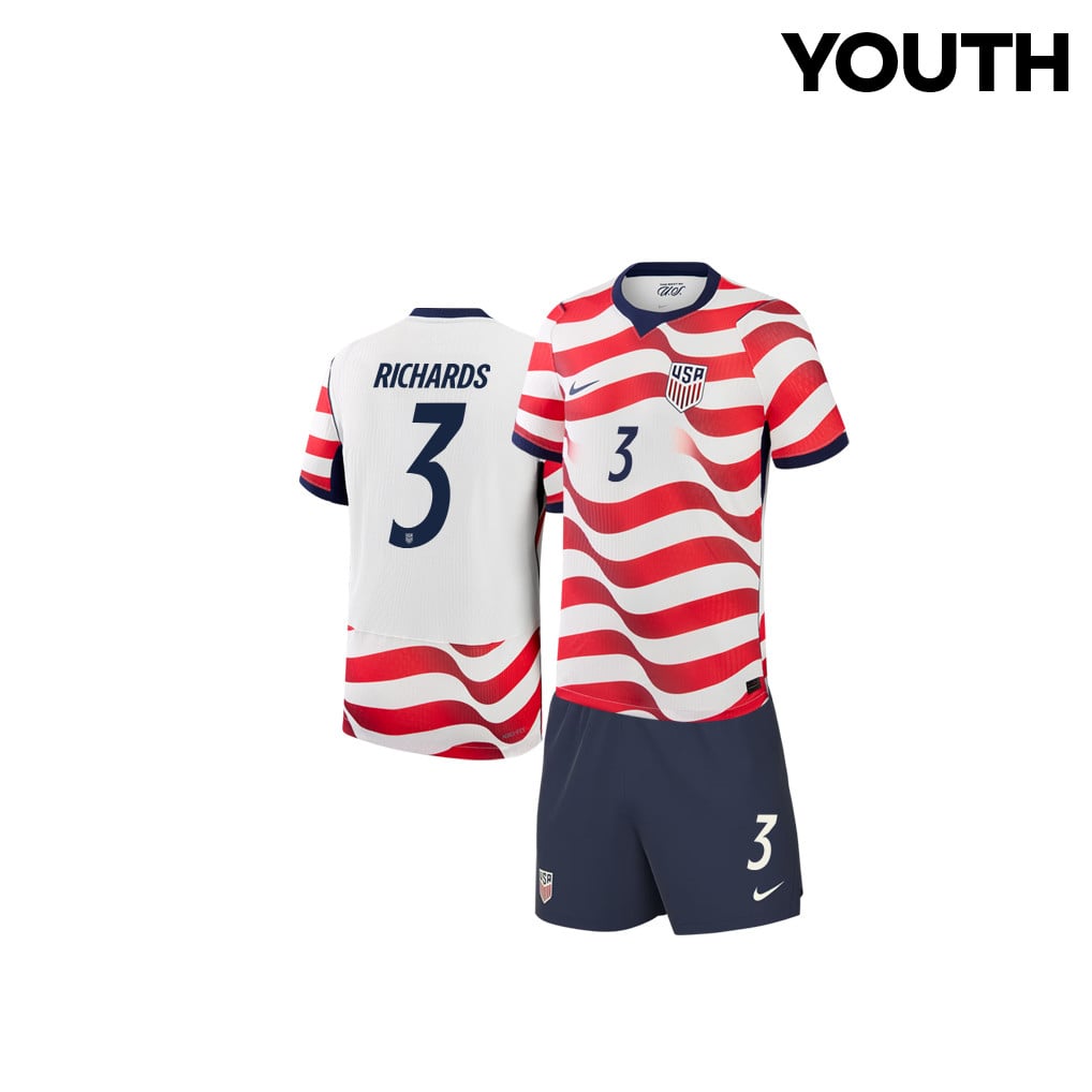 Chris Richards 3 USMNT 2026 YOUTH Home Jersey & Shorts Set - Jersey Teams