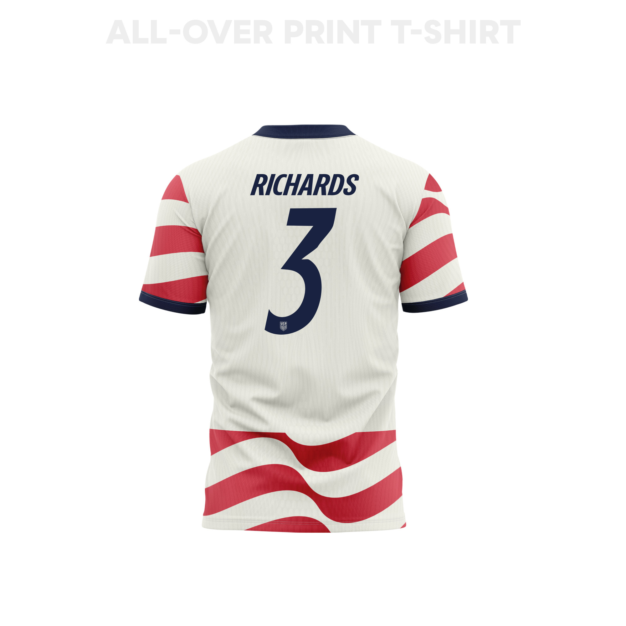 Chris Richards 3 Youth USMNT 2026 Home 3D T-shirt Fully Printed – White/Red - Jersey Teams