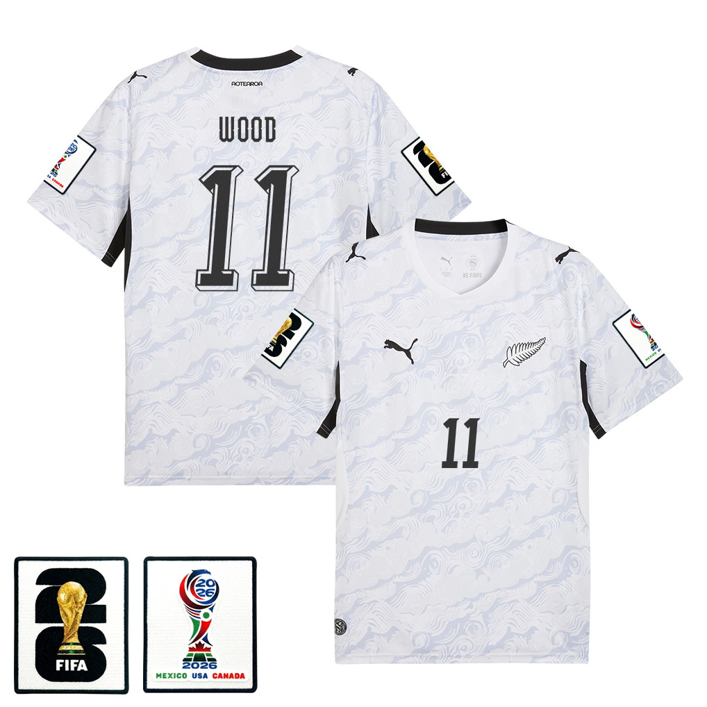 Chris Wood 11 New Zealand National Team 2026 Away Jersey - White, Men - Jersey Teams
