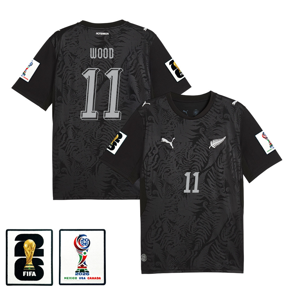 Chris Wood 11 New Zealand National Team 2026 Home Jersey - Black, Men - Jersey Teams