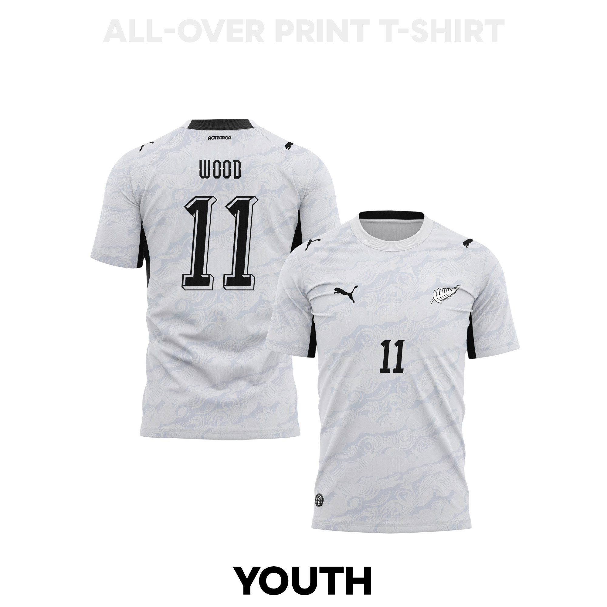 Chris Wood 11 Youth New Zealand 2026 Away 3D T-shirt Fully Printed – White - Jersey Teams