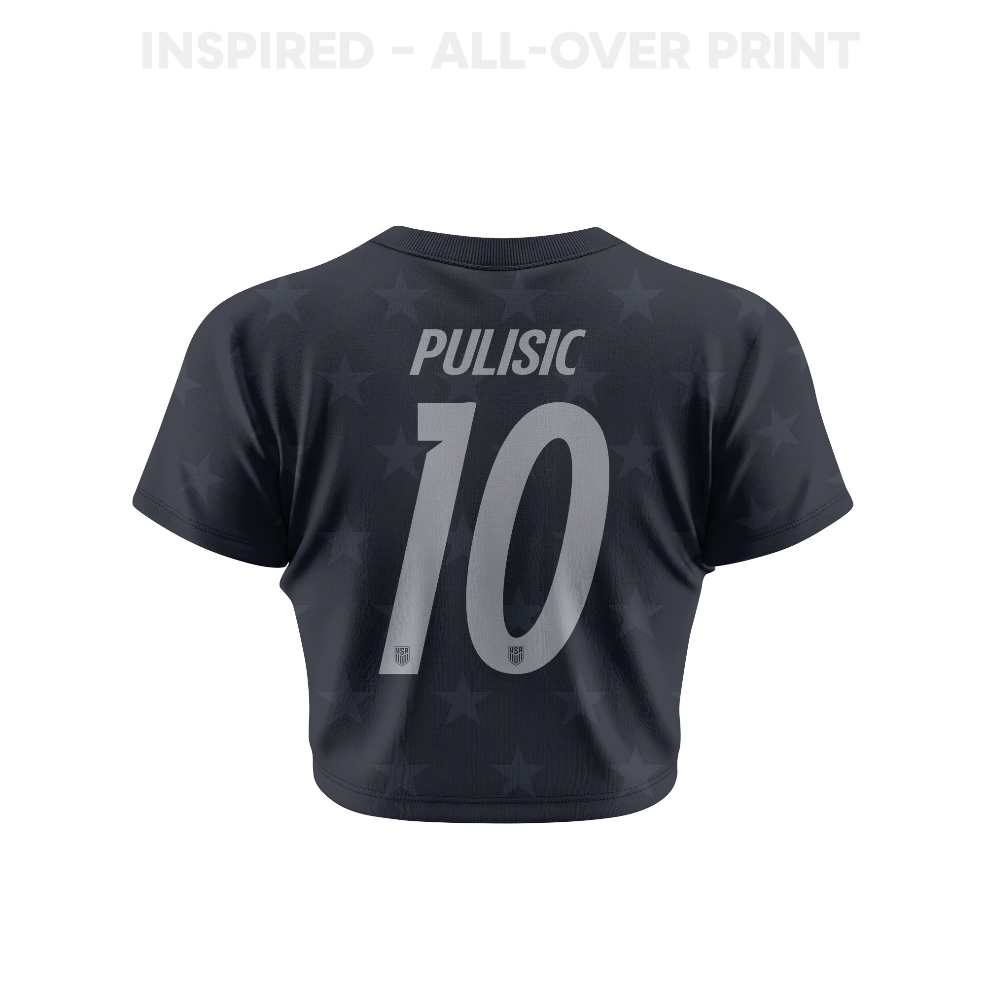 Christian Pulisic 10 USMNT 2026 Women's Away All-Over Print Cropped Jersey - Black - Jersey Teams