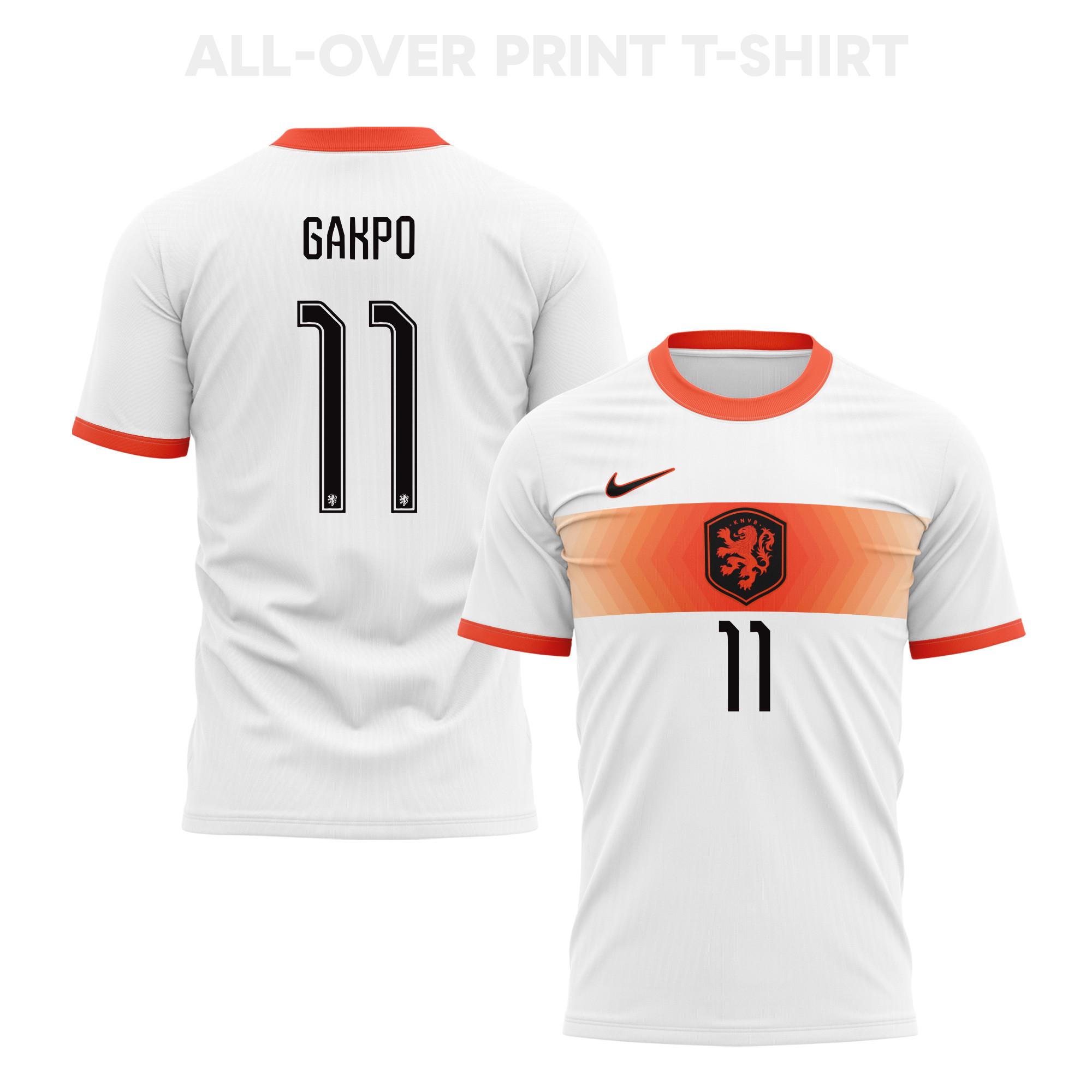 Cody Gakpo 11 Netherlands 2026 Away 3D T-Shirt Fully Printed – Unisex, White - Jersey Teams
