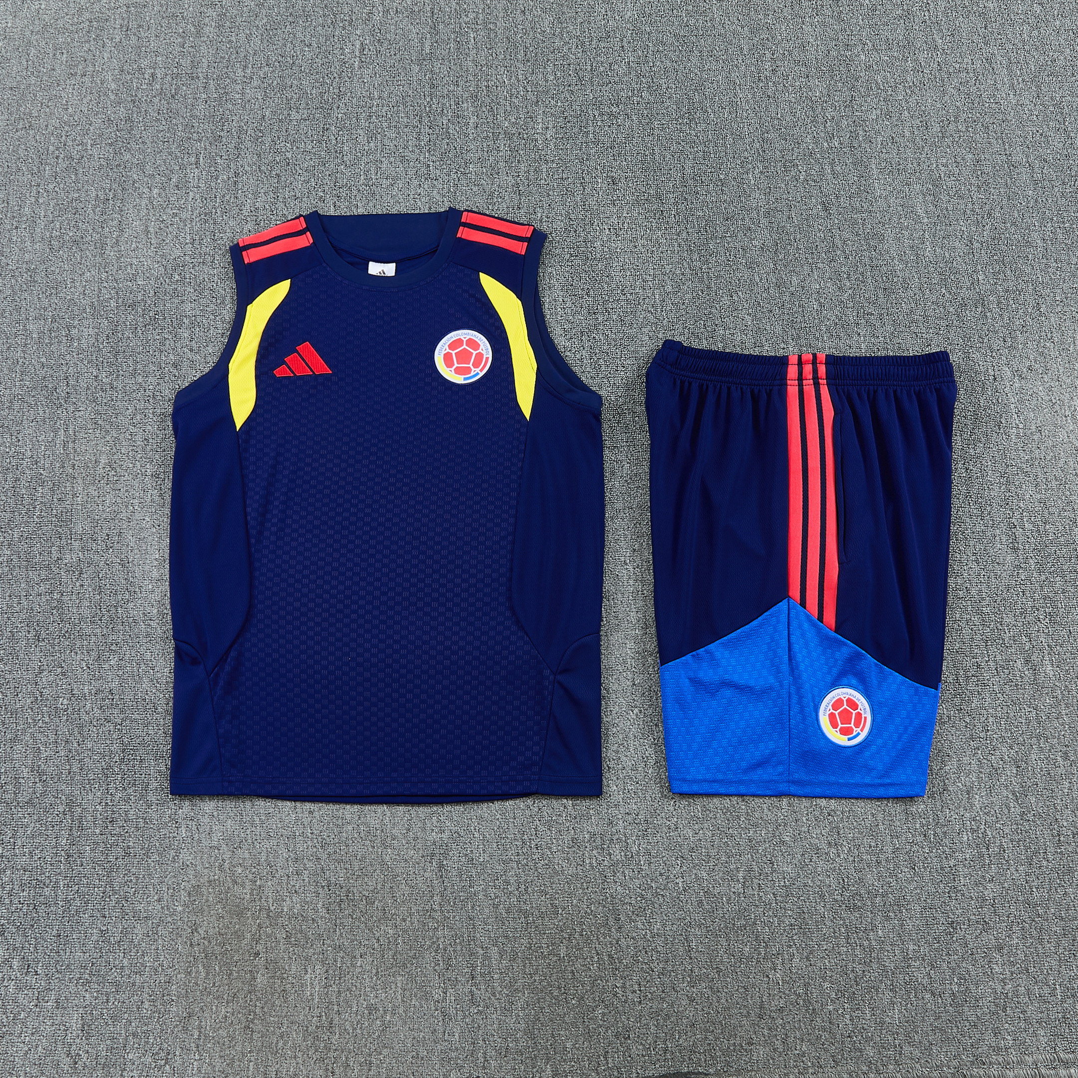 Colombia 2026-27 Sleeveless Training Set Men Soccer Kit – Navy Blue - Jersey Teams