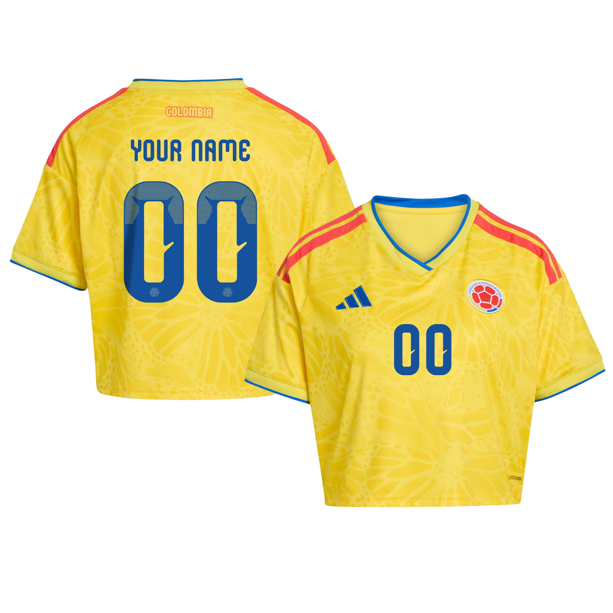 Colombia 2026 Home Personalized Women’s Cropped Jersey - Yellow - Jersey Teams