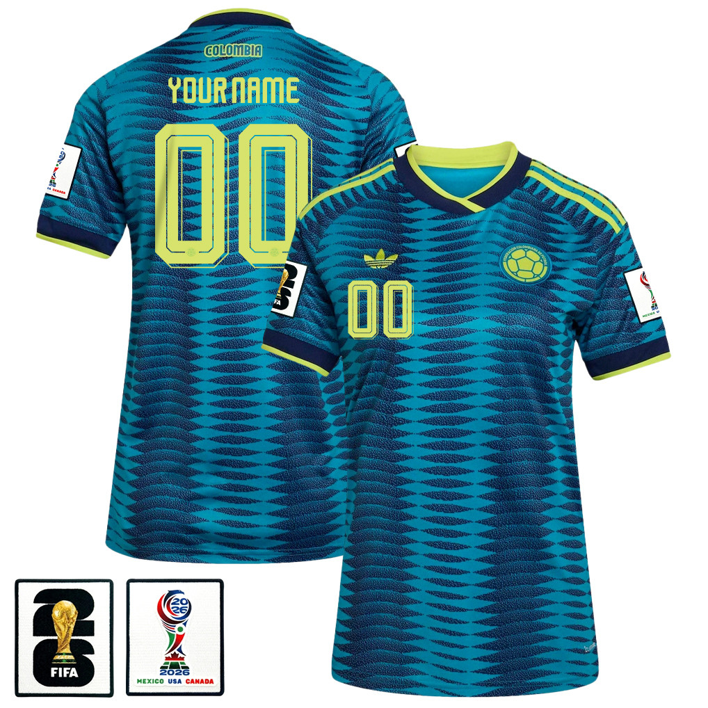 Colombia National Team 2026 Women's Away Jersey - Personalized - Turquoise - Jersey Teams