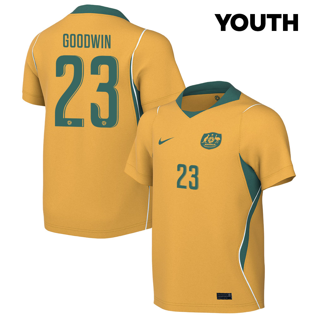 Craig Goodwin 23 Youth Australia National Team 2026 Home Jersey - Yellow - Jersey Teams