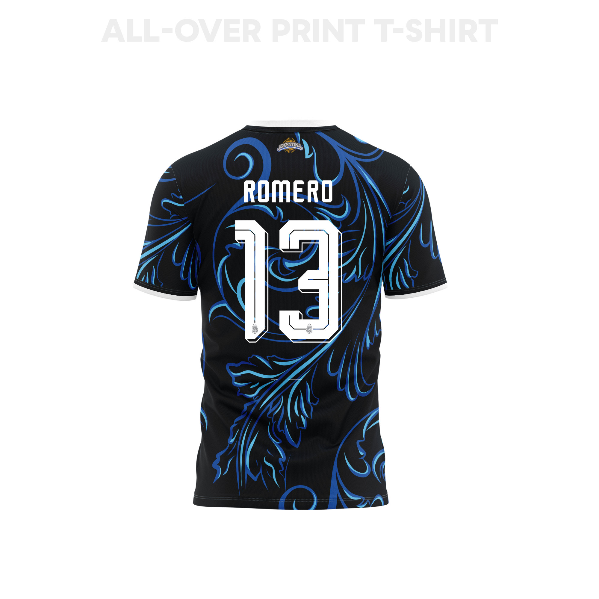 Cristian Romero 13 Argentina 2026 Away 3D T-Shirt Fully Printed – Unisex, Black - Jersey Teams