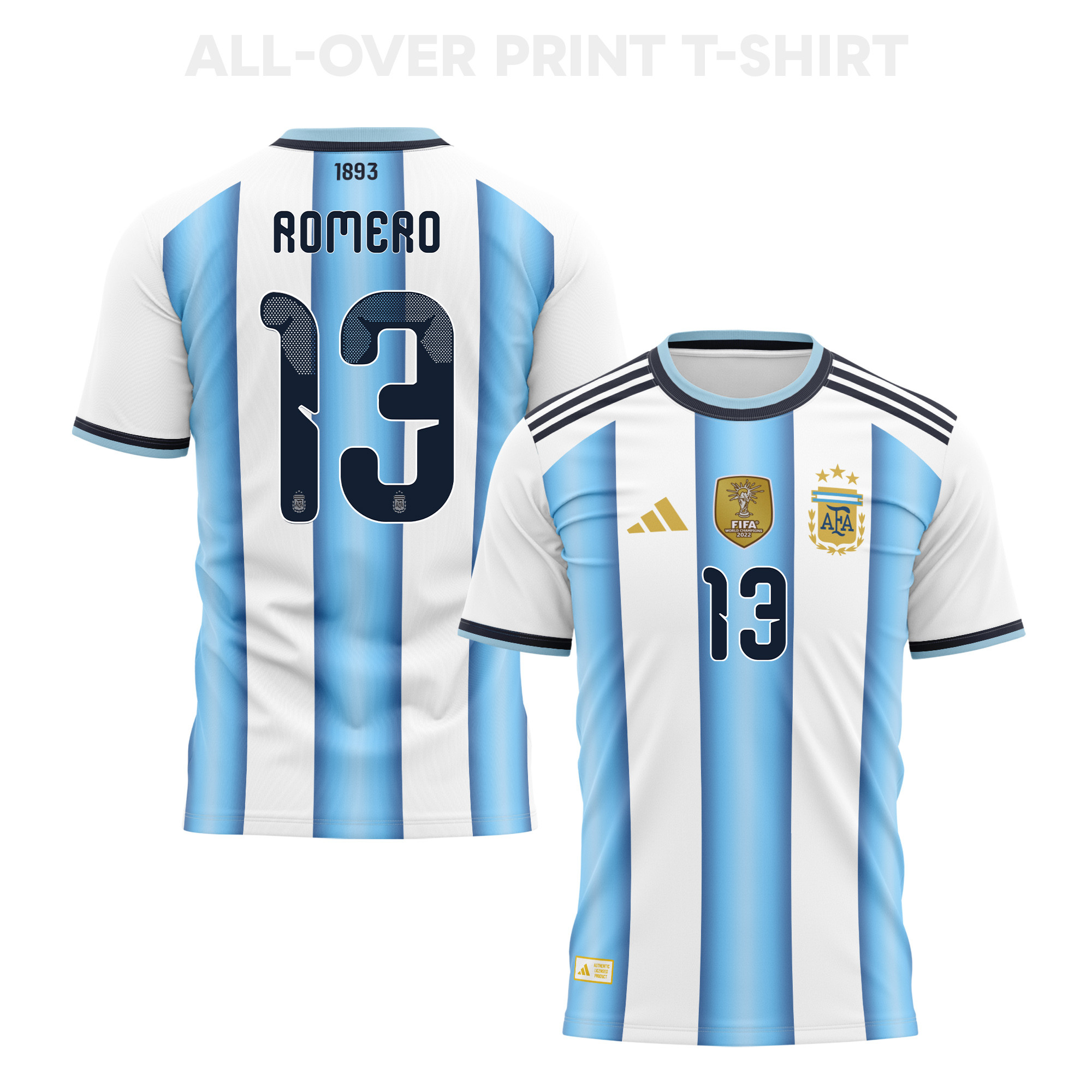 Cristian Romero 13 Argentina 2026 Home 3D T-Shirt Fully Printed – Unisex, White - Jersey Teams