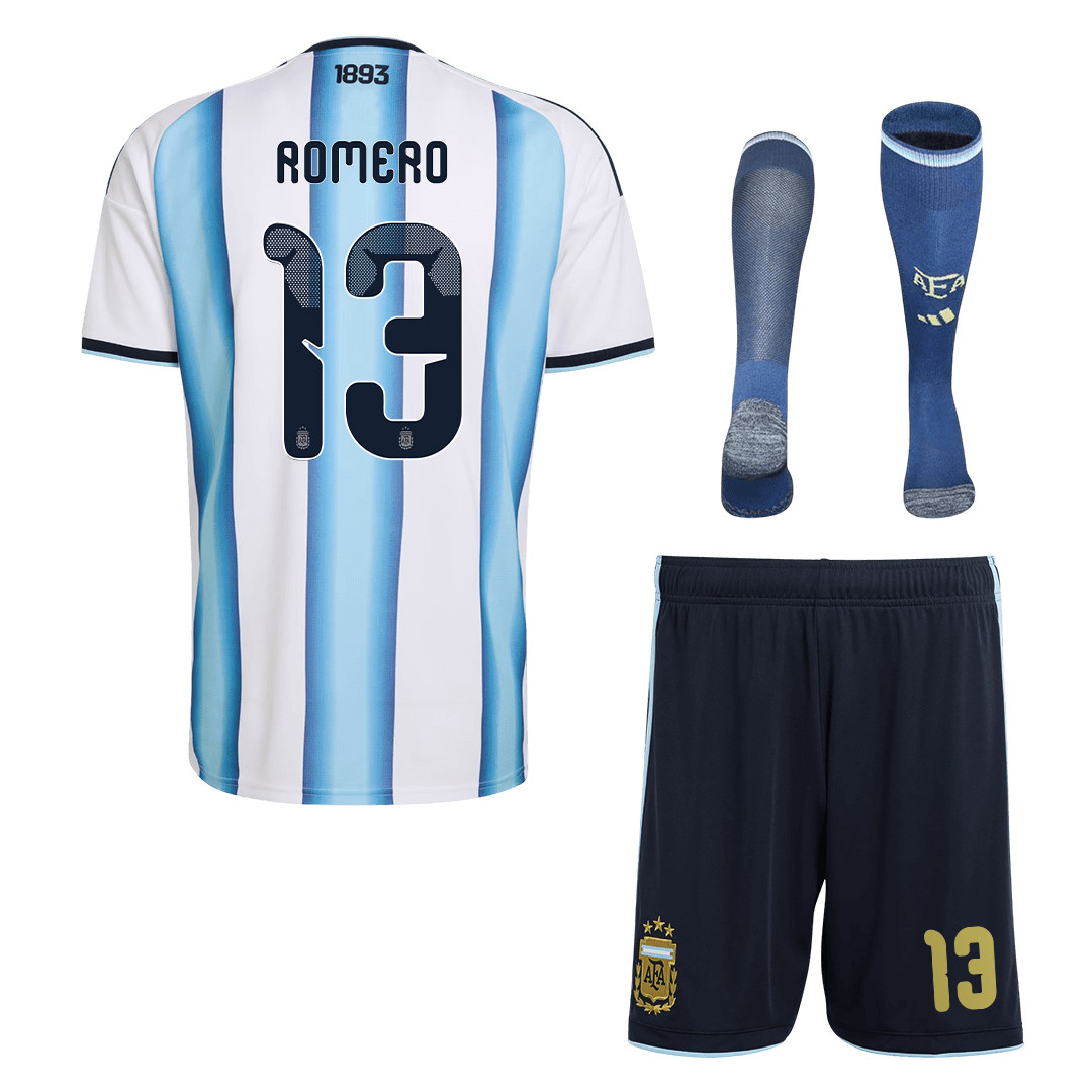 Cristian Romero 13 Argentina 2026 Home Men Kit Set – White - Jersey Teams