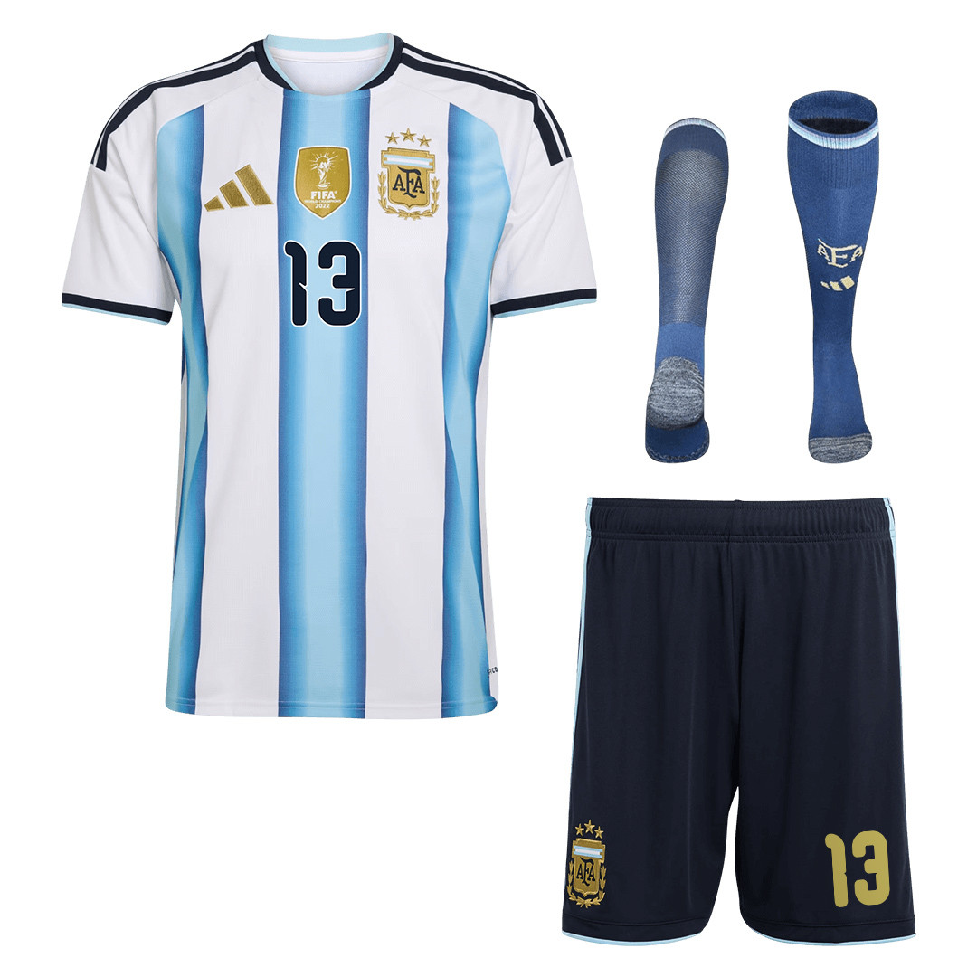 Cristian Romero 13 Argentina 2026 Home Men Kit Set – White - Jersey Teams