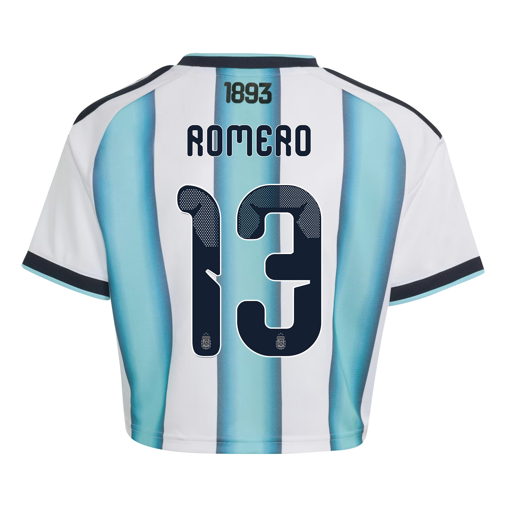 Cristian Romero 13 Argentina 2026 Home Women’s Cropped Jersey - White - Jersey Teams
