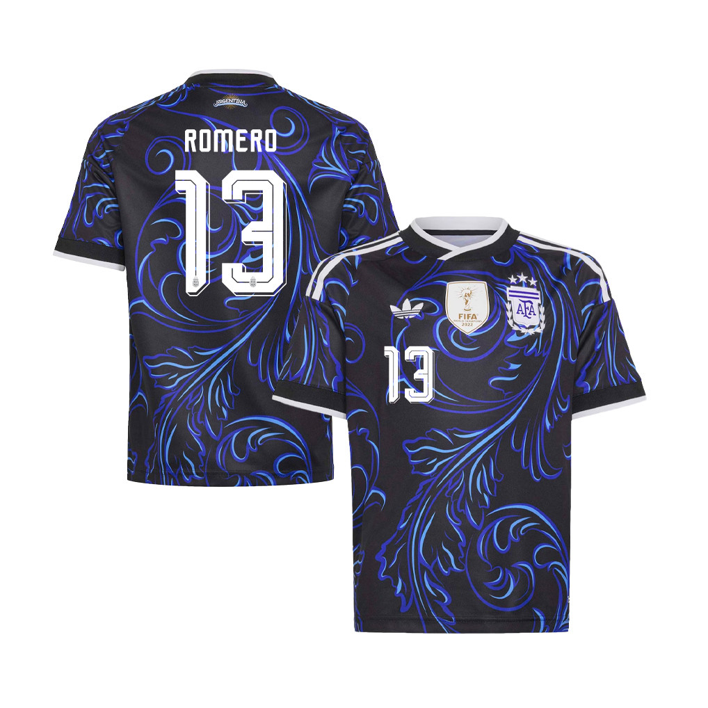 Cristian Romero 13 Youth Argentina National Team 2026 Away Jersey - Black - Jersey Teams