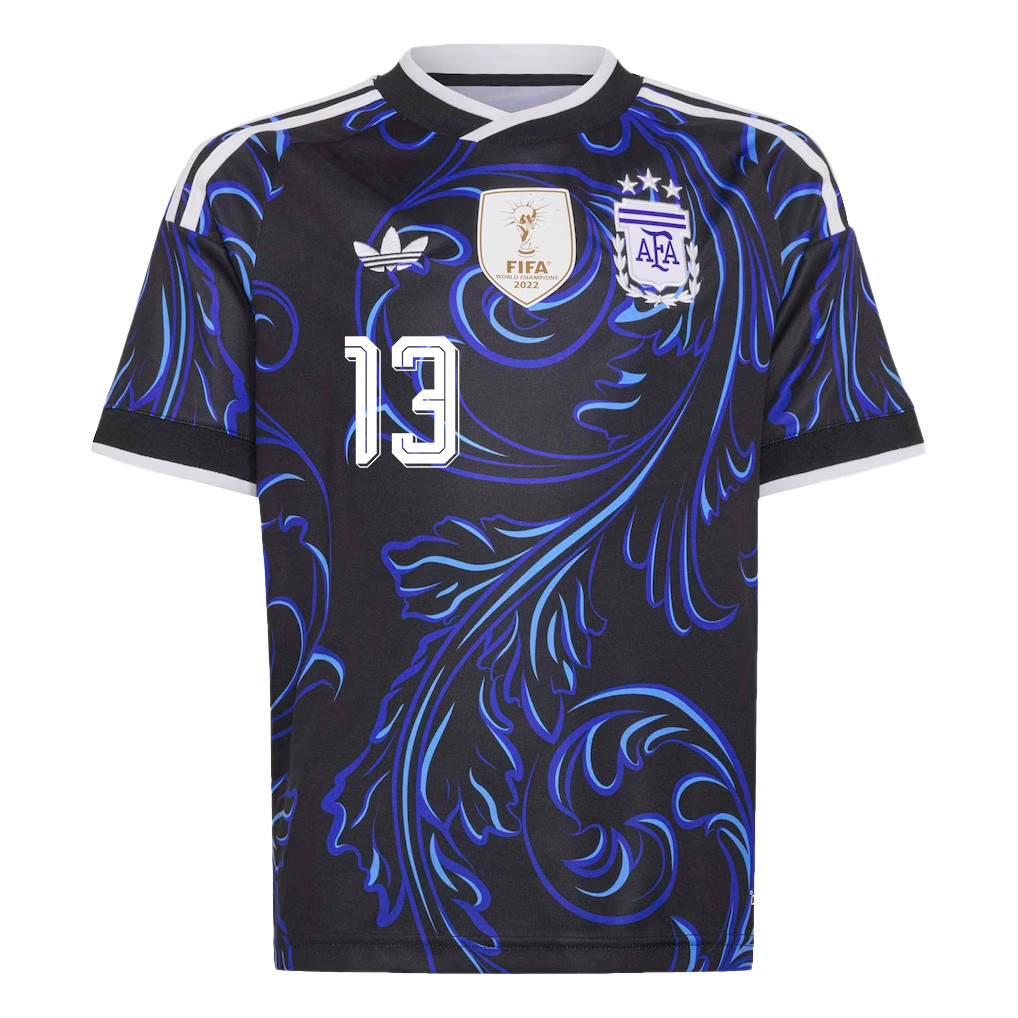 Cristian Romero 13 Youth Argentina National Team 2026 Away Jersey - Black - Jersey Teams