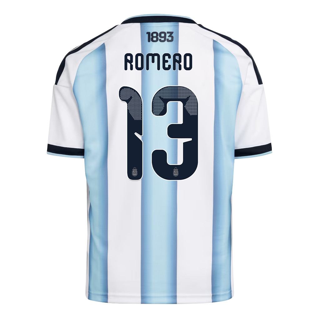 Cristian Romero 13 Youth Argentina National Team 2026 Home Jersey - White - Jersey Teams