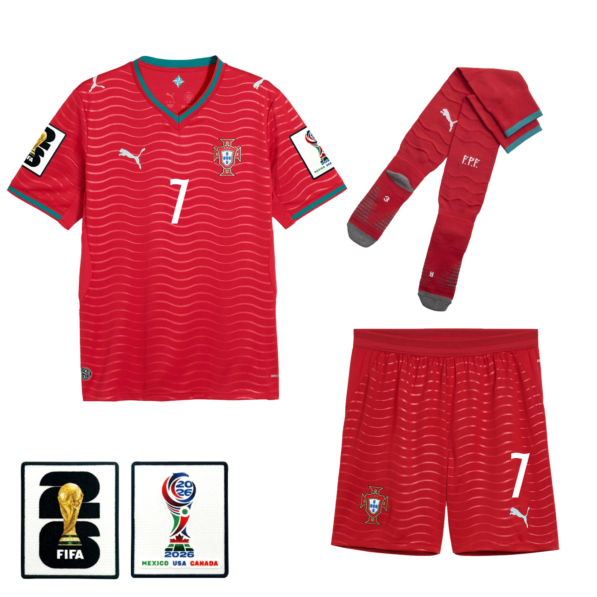 Cristiano Ronaldo 7 Portugal 2026 Home Men Kit Set – Red – Jersey Teams