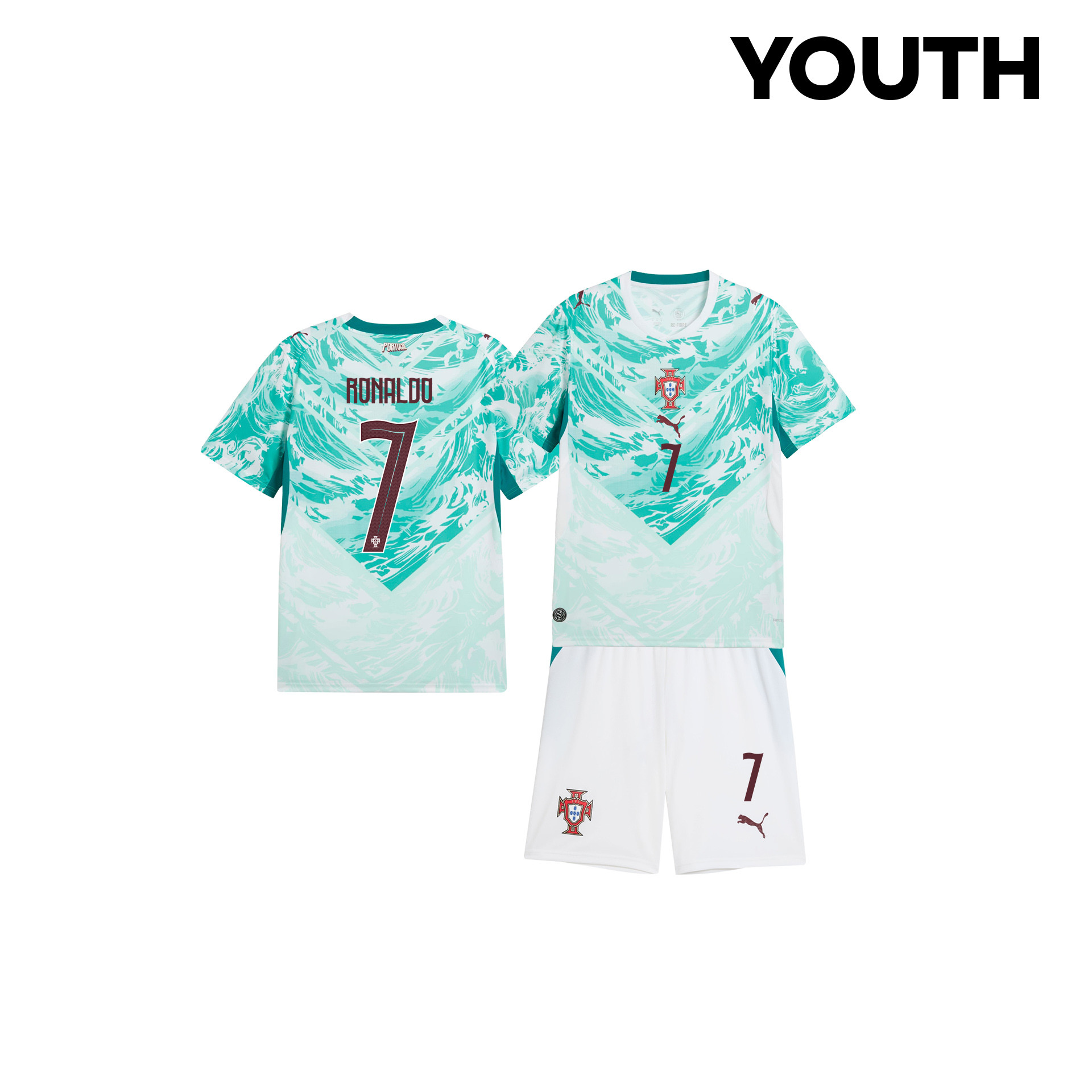 Cristiano Ronaldo 7 Portugal 2026 Youth Away Jersey & Shorts Set - White - Jersey Teams