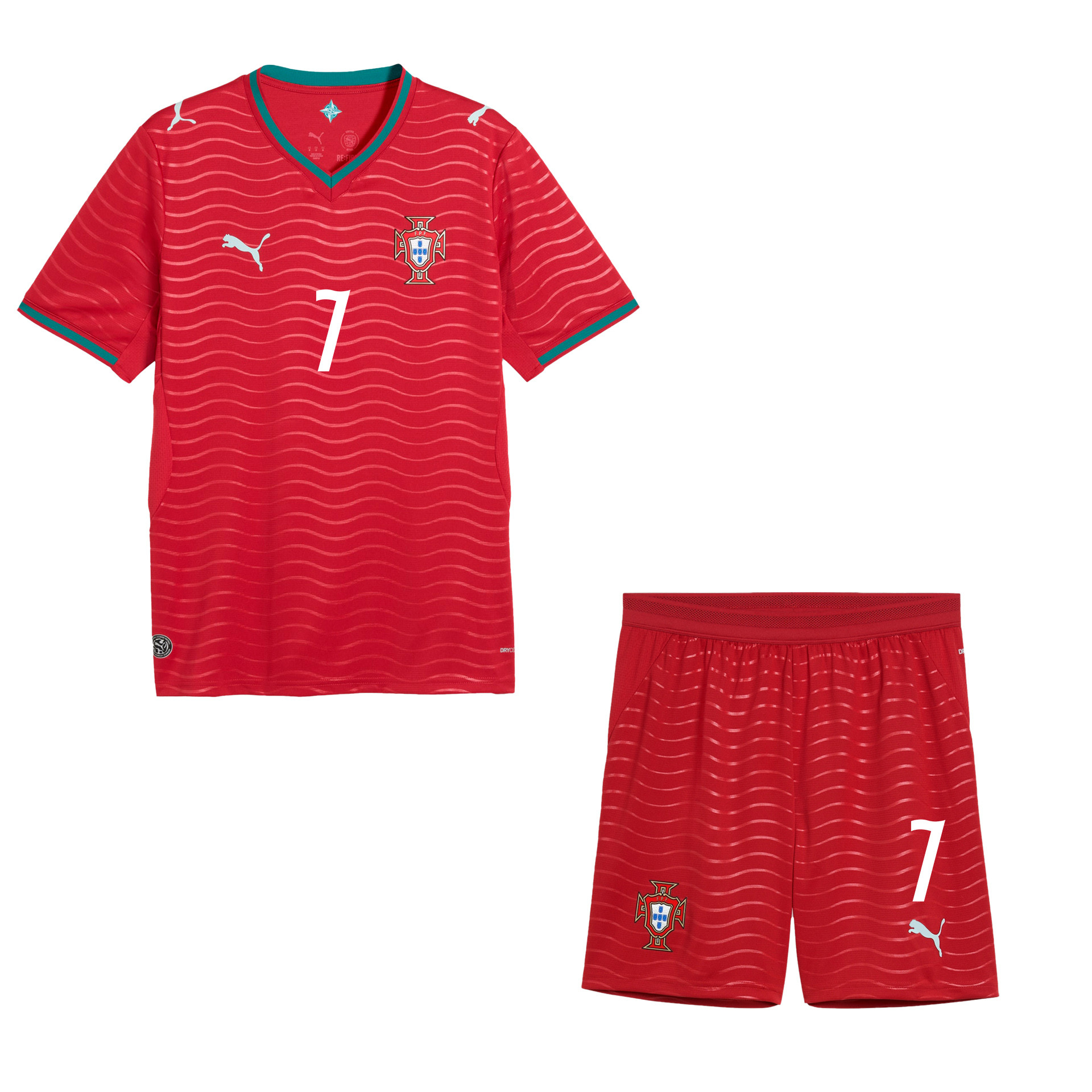 Cristiano Ronaldo 7 Portugal 2026 Youth Home Jersey & Shorts Set - Red - Jersey Teams