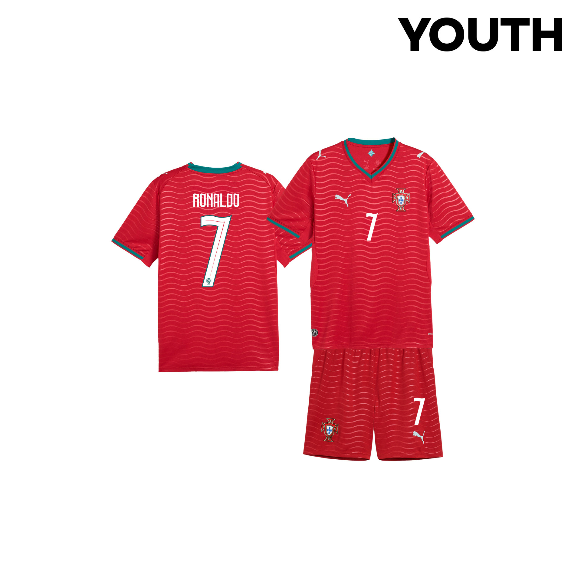 Cristiano Ronaldo 7 Portugal 2026 Youth Home Jersey & Shorts Set - Red - Jersey Teams