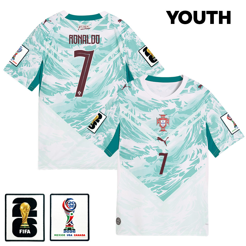 Cristiano Ronaldo 7 Youth Portugal National Team 2026 Away Jersey – White – Jersey Teams