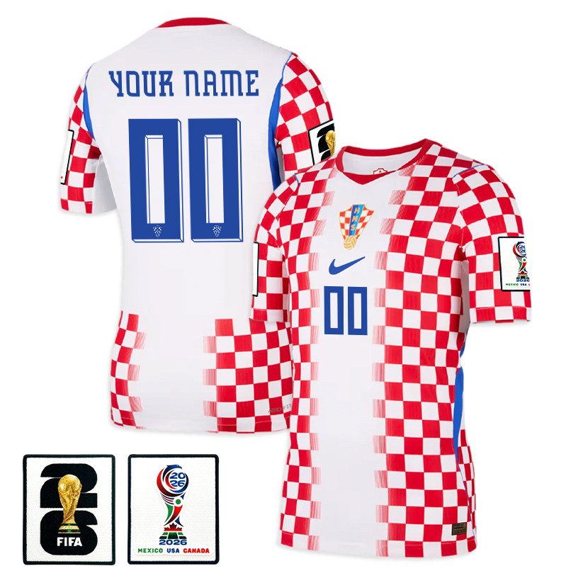 Croatia National Team 2026 x World Cup Patch Personalized Home Jersey - Men, White/ Red - Jersey Teams