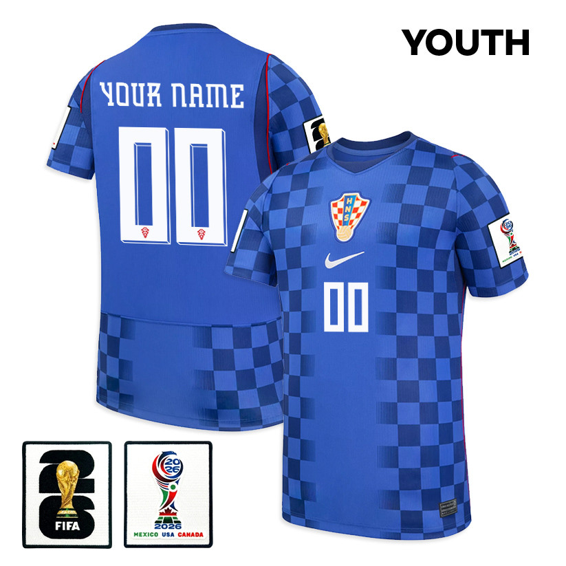 Croatia National Team 2026 Youth Personalized Away Jersey - Blue - Jersey Teams