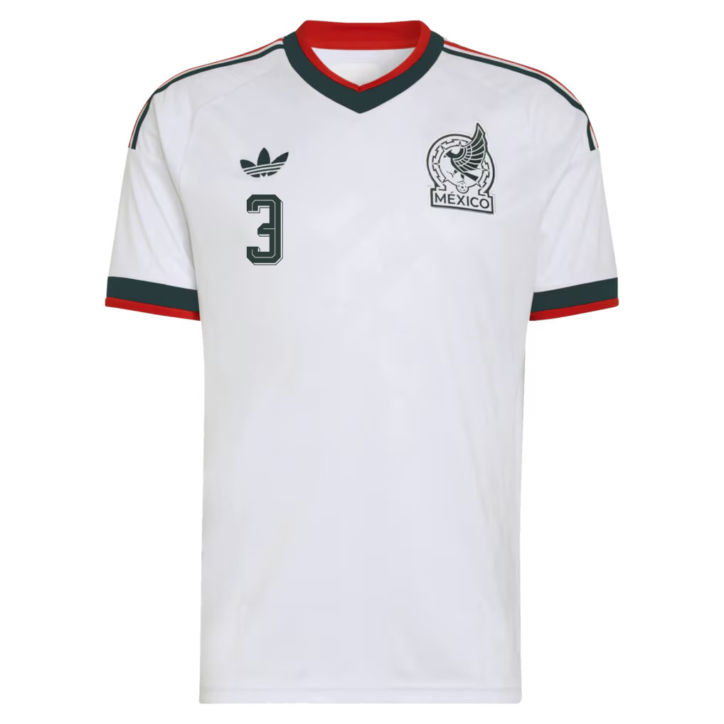César Montes 3 Mexico National Team 2026 Away Jersey - White, Men - Jersey Teams