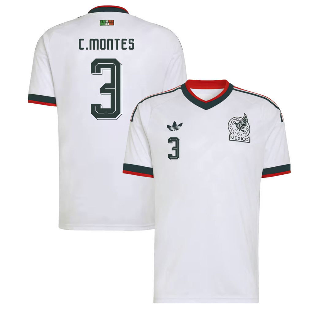 César Montes 3 Mexico National Team 2026 Away Jersey - White, Men - Jersey Teams