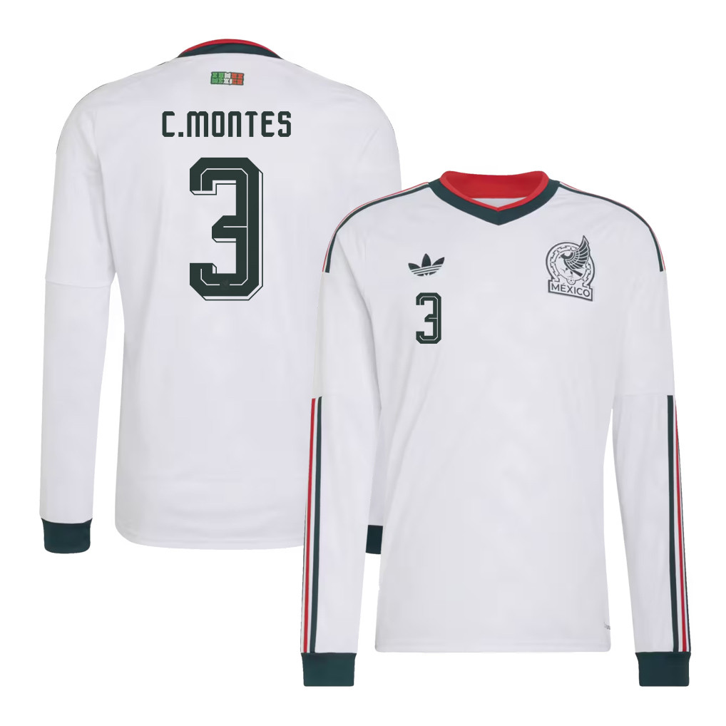 César Montes 3 Mexico National Team 2026 Away Long Sleeve Jersey - White - Jersey Teams