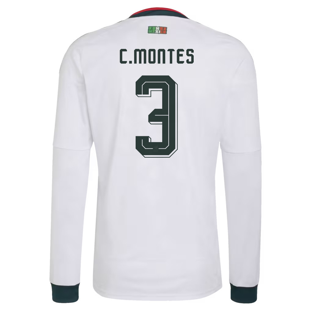 César Montes 3 Mexico National Team 2026 Away Long Sleeve Jersey - White - Jersey Teams